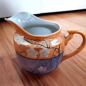 Vintage Japan Handpainted Pearlescent Peach Blue Creamer